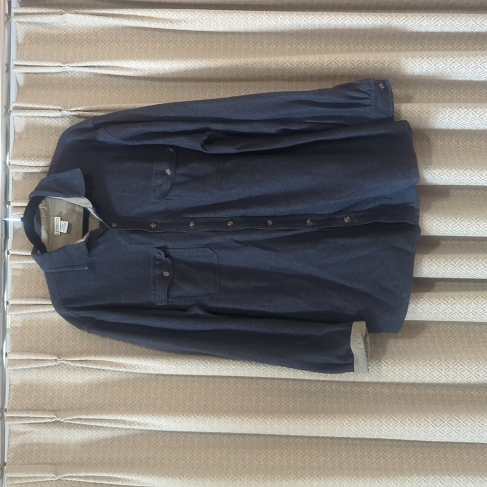Men's Size Large Tall LL Bean Charcoal Gray Button Down Long Sleeve Shirt